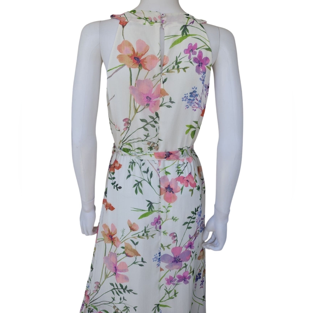 Calvin Klein Asymmetrical Ruffled Pink and Purple Maxi Dress - Picture 3 of 7